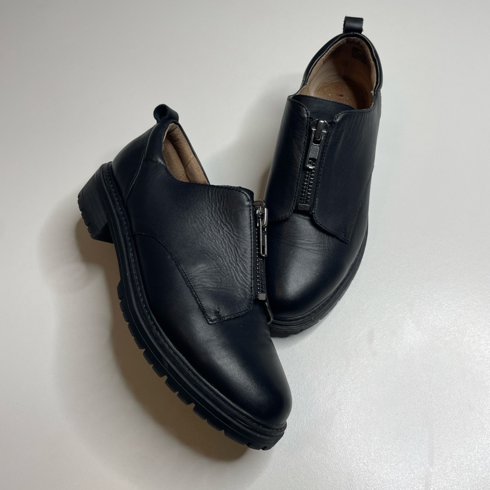 Guidi Style Leather Front Zip Ankle Shoe Smooth Black Leather Size 9.5 M